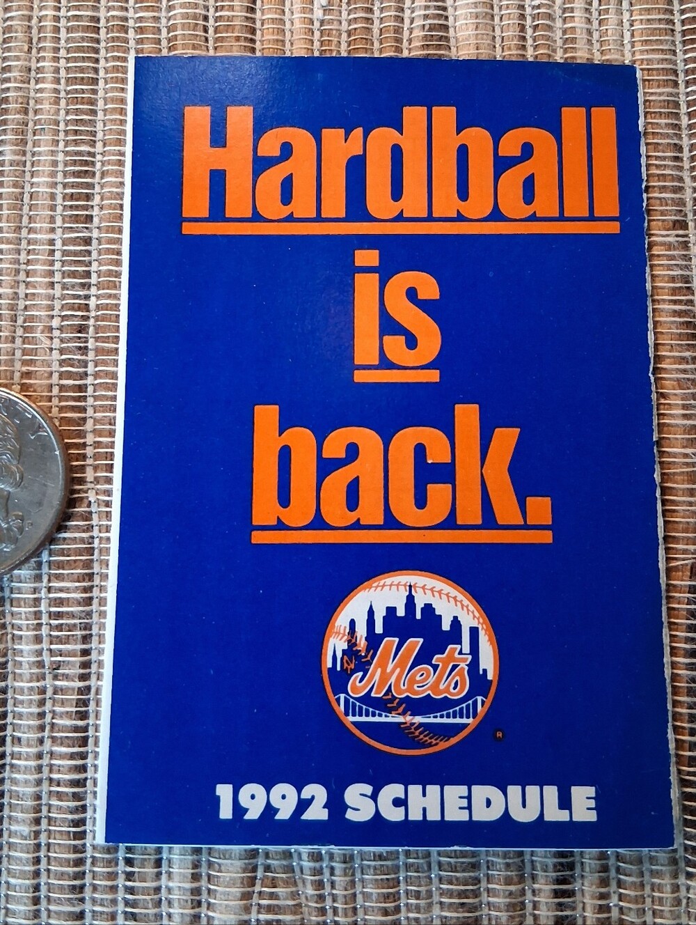Vintage 1992 New York Mets Baseball Game Pocket Schedule Guide